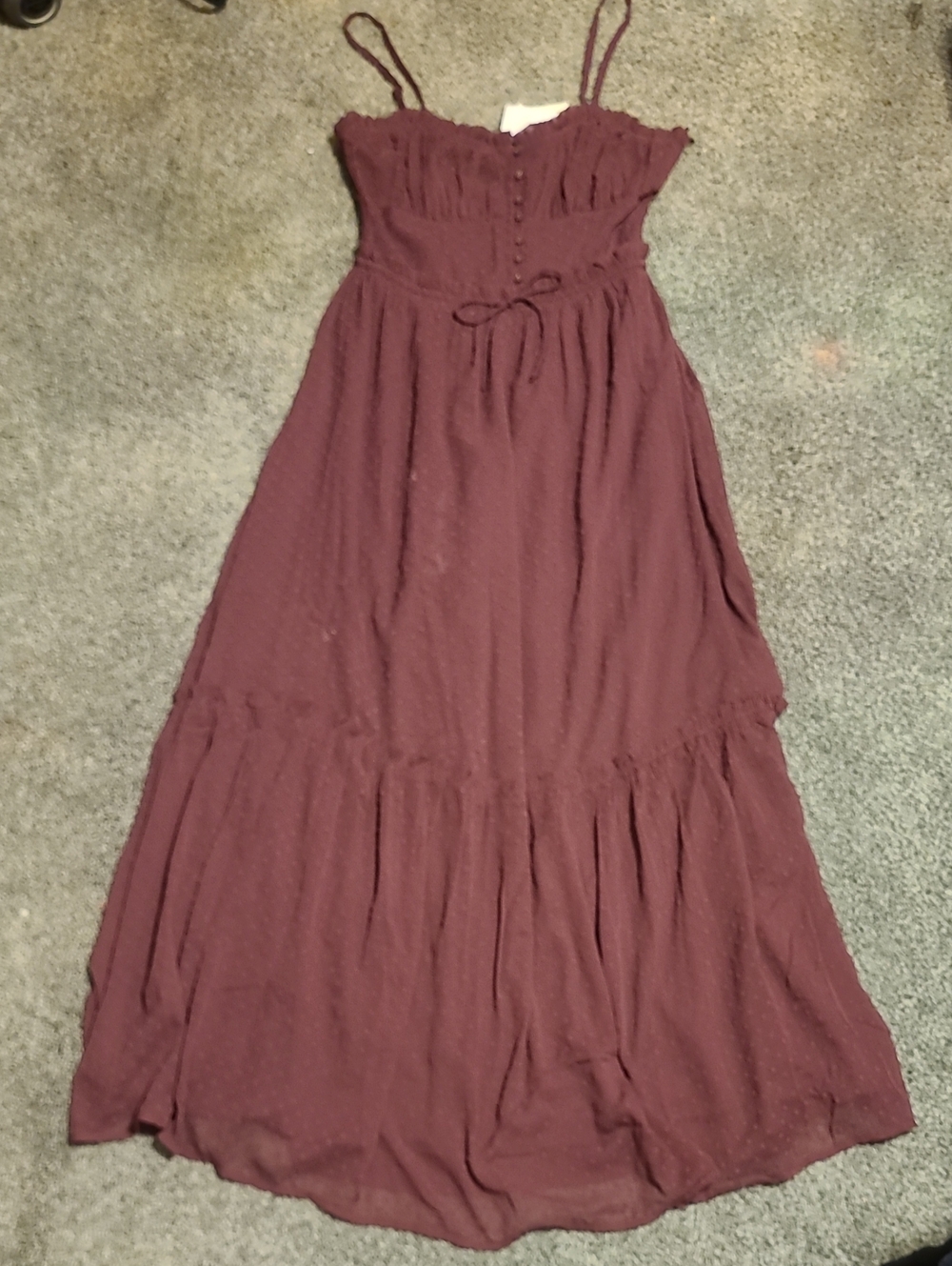 FLAWED-Patrons Of Peace Swiss Dot Burgundy Maxi